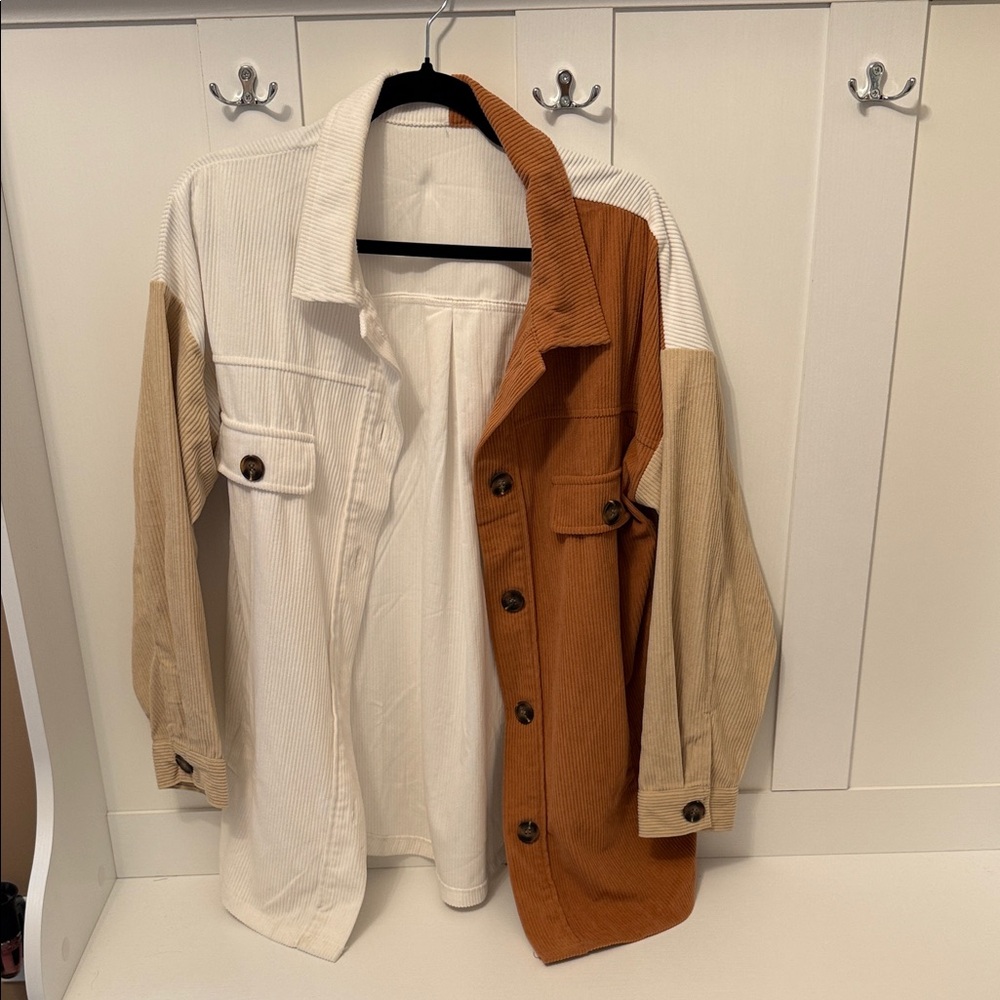 Colorblock Corduroy Oversized Jacket